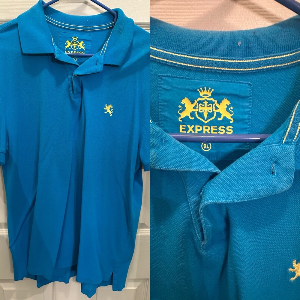 Express Blue Polo Shirt Vibrant Casual Cotton